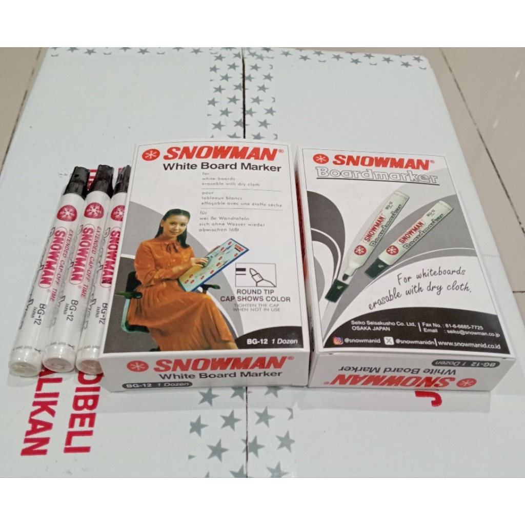 

ATK9 Spidol Snowman Whiteboard BG-12 (LUSIN) Warna Hitam