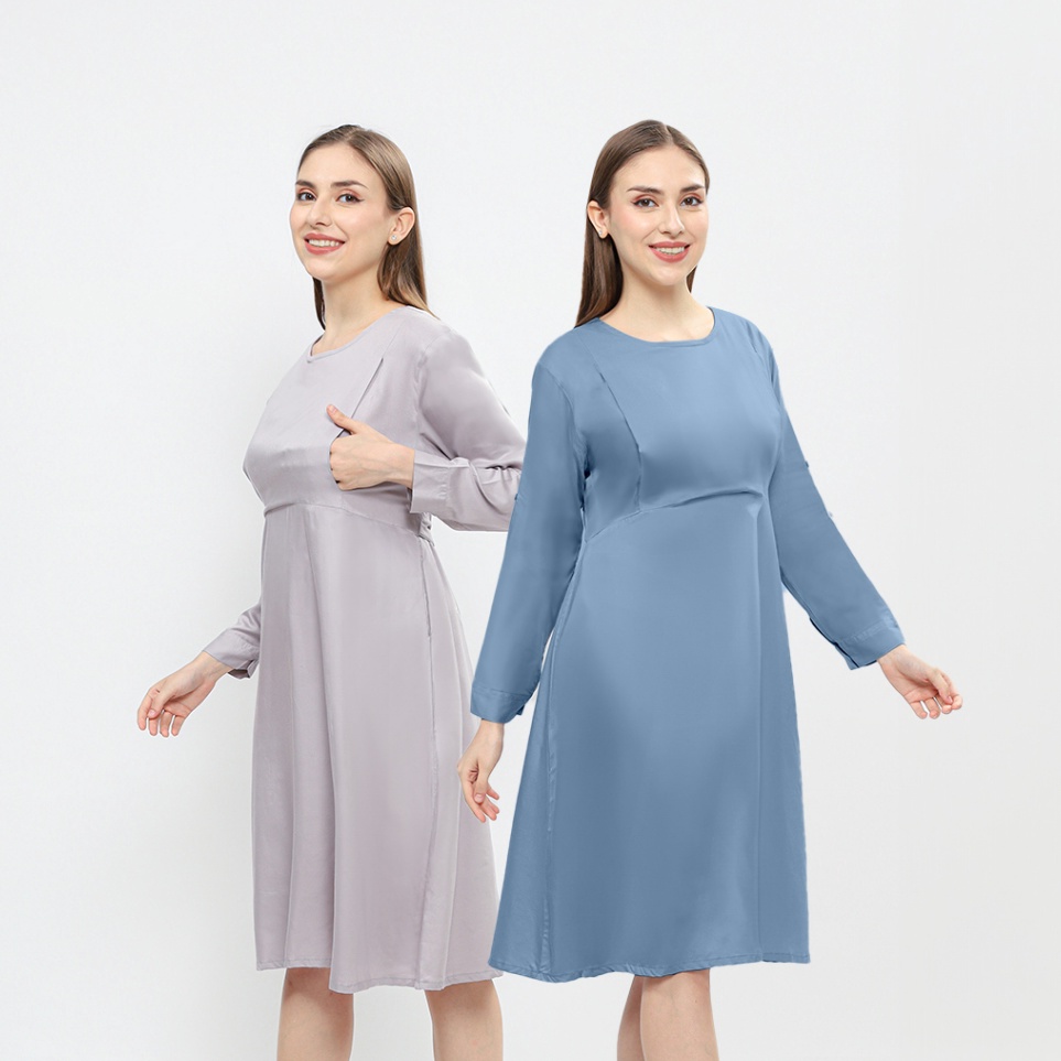 KODE W49F VELA MIDI DRESS  DRES MIDI LENGAN PANJANG