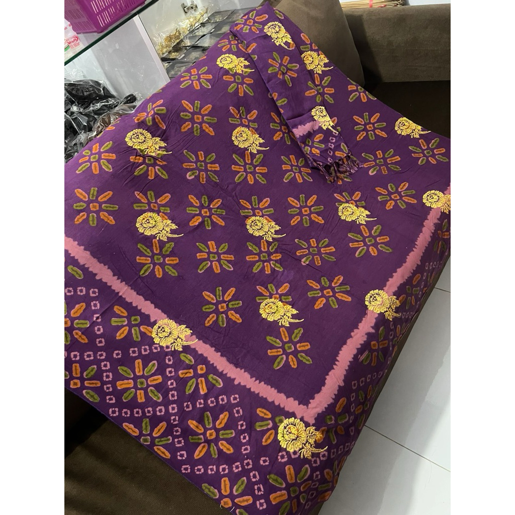 Kamen Katun Rayon Jumputan Sugeng set Selendang