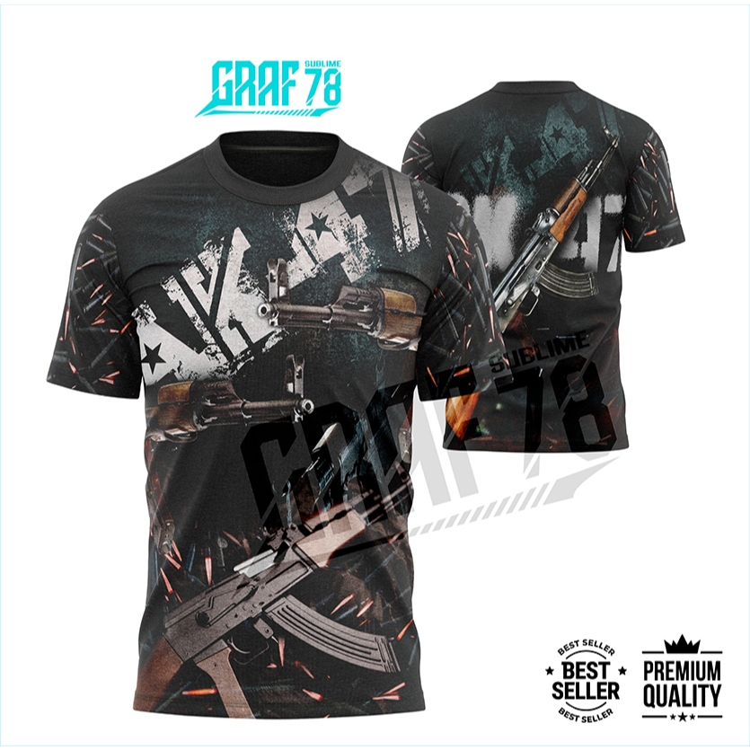 BAJU JERSEY SENJATA AK47 FULL PRINTING HD/ PROMO/ KWALITAS OK/ COD (AK-47.001)