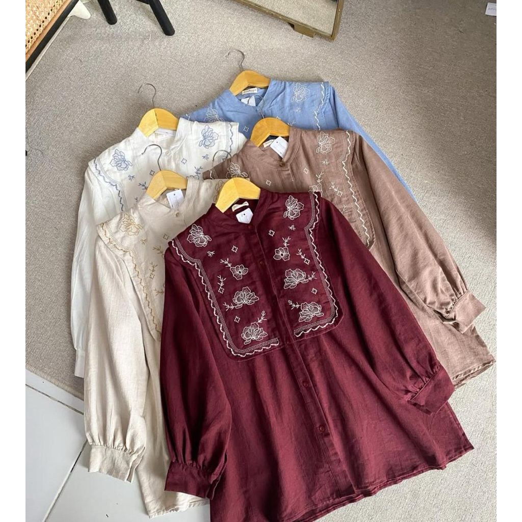 RIMA BLOUSE LINEN BORDIR