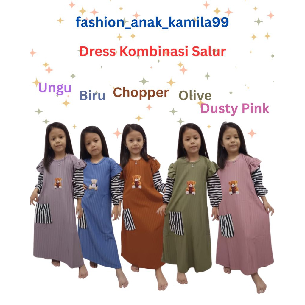 GAMIS POLOS KOMBINASI SALUR ANAK TK