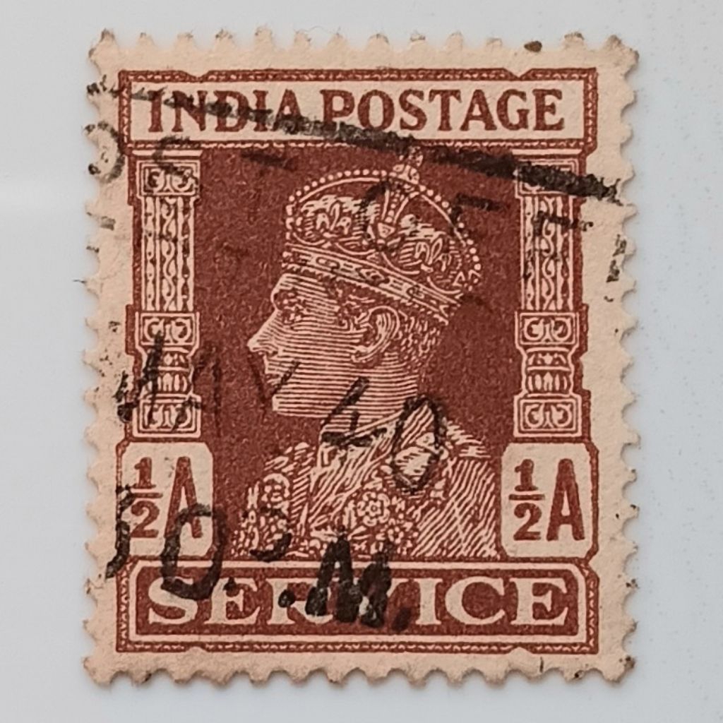 

(AA) Perangko India 1939 King George VI - Official (1939-42) ½ anna Used