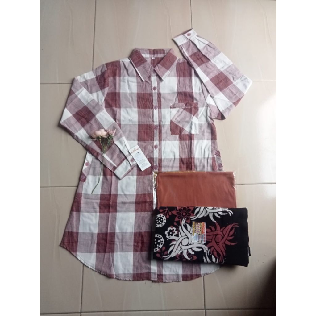 Stelan santri putri/Tunik al latief/Tunik terlaris/Tunik terbaru/baju sarung kerudung