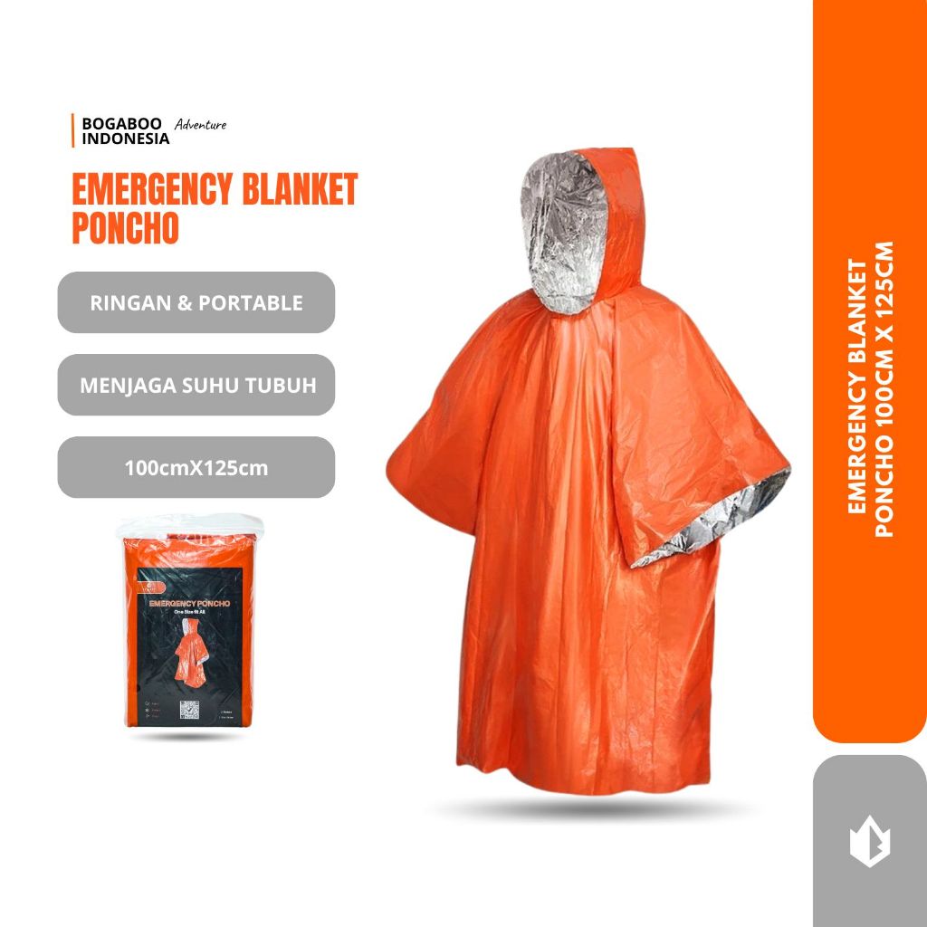 Jas Hujan Ponco Emergency Blangket Bogaboo Waterproff - Emergency Blangket Poncho - Raincoat Mantel 