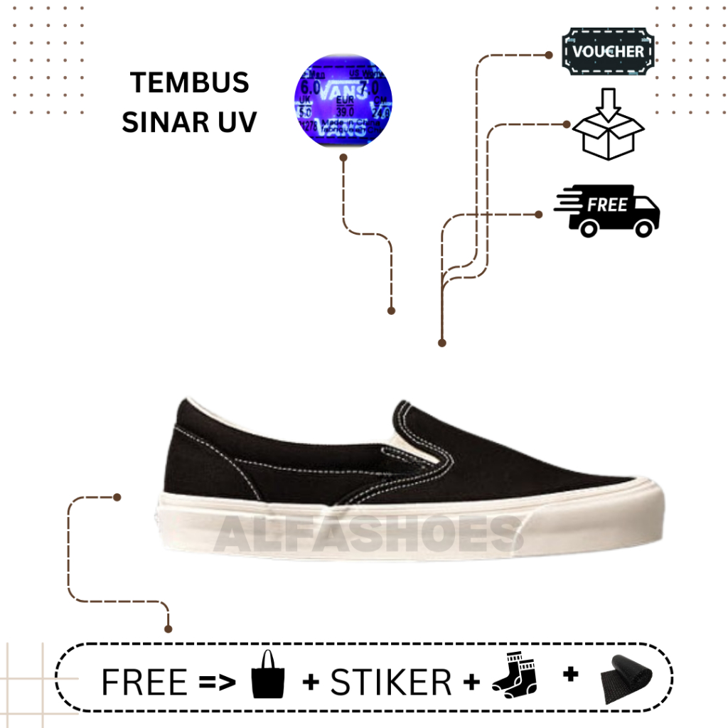 Sepatu Sneakers Slip On OG | Sneakers Slip On Hitam Putih