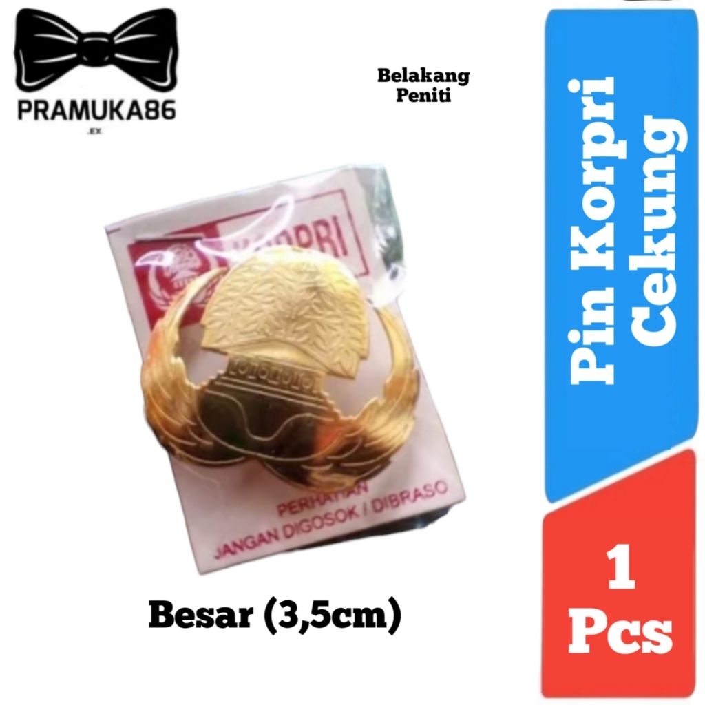 Pin Korpri Cekung Kuningan BESAR (3,5cm) Peniti Murah / Pin Lencana Korpri Kuningan Ekonomis