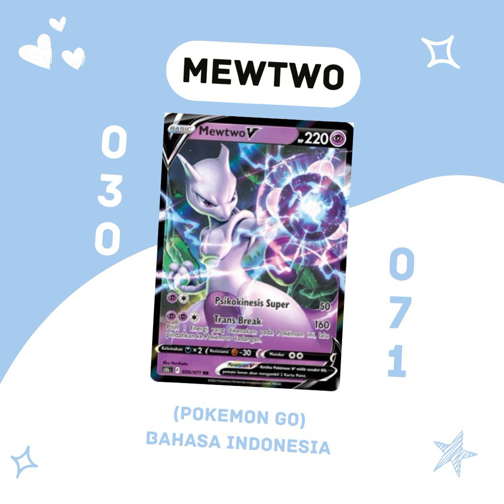 Mewtwo V RR S10B 030/071 Pokemon TCG Indonesia