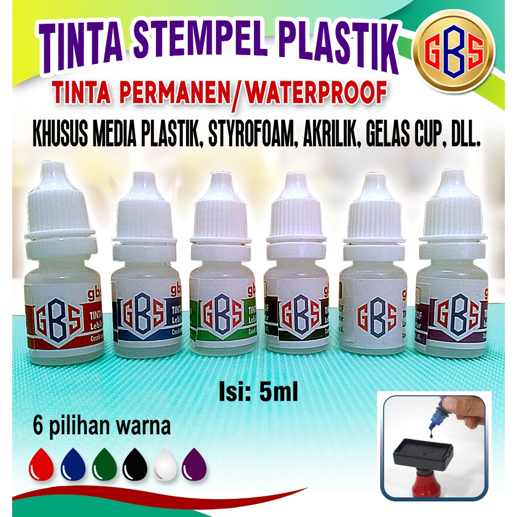 

Tinta stempel plastik | Tinta permanen waterproof isi: 5ml