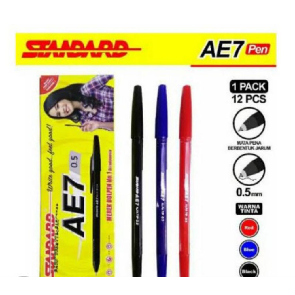 

Pulpen Standard AE7-1 pack isi 12 pcs - Hitam