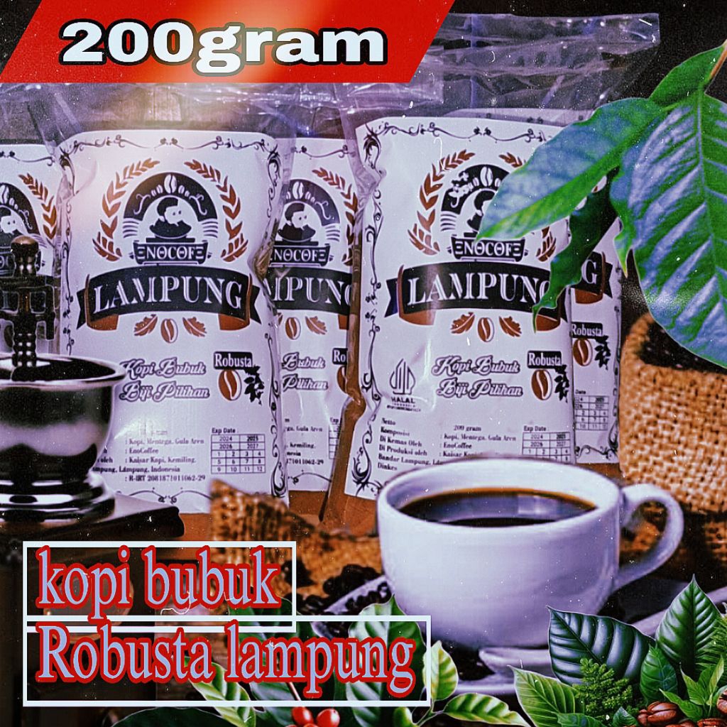 

Kopi Bubuk hitam 200gr kopi Lampung murah enak dan mantap