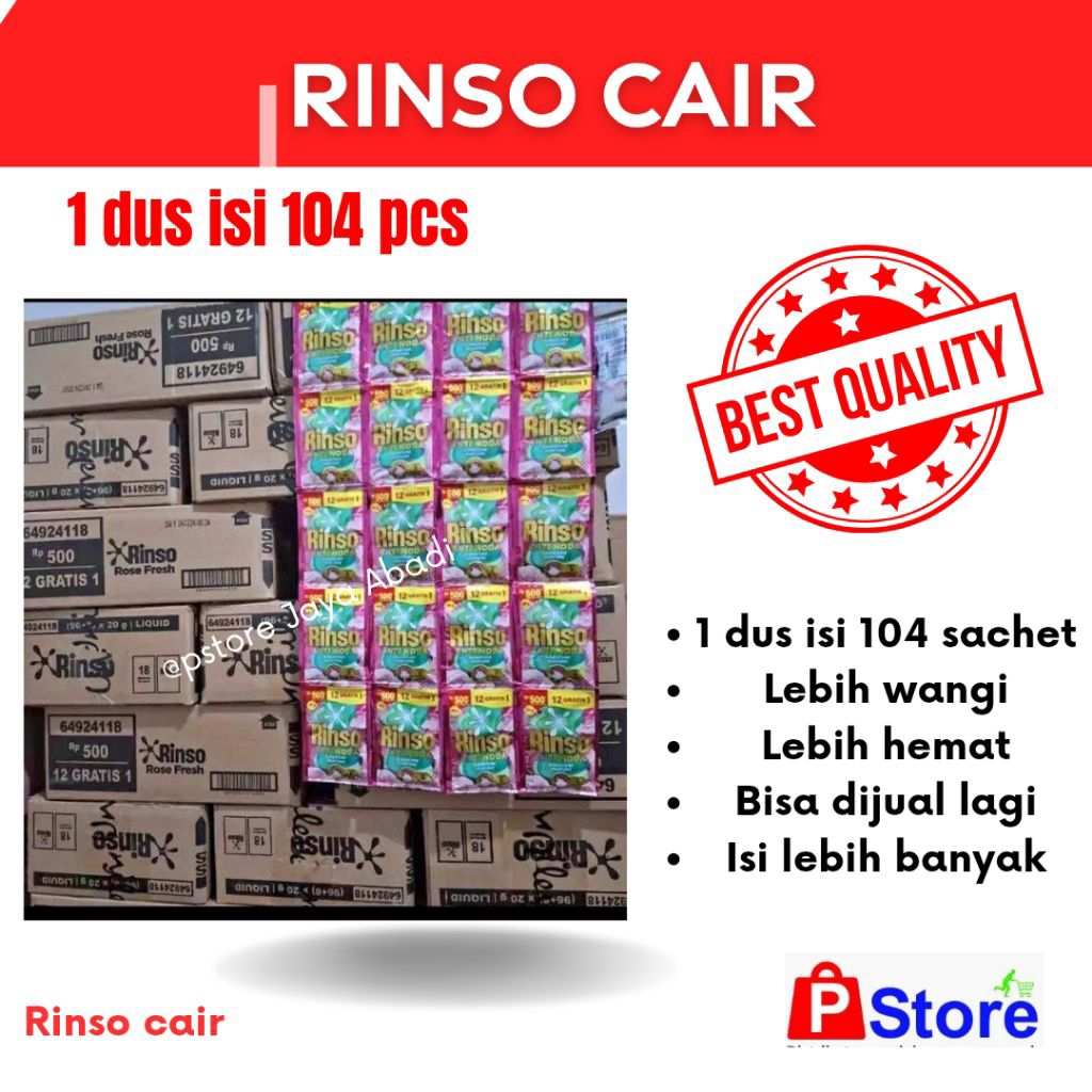 1 dus rinso cair sachet 500an harga grosir isi 104