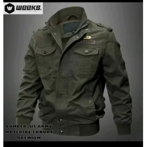 Jaket Bomber Canvas UsArmy Jaket Motor Jaket Trendi Pria Jaket Distro