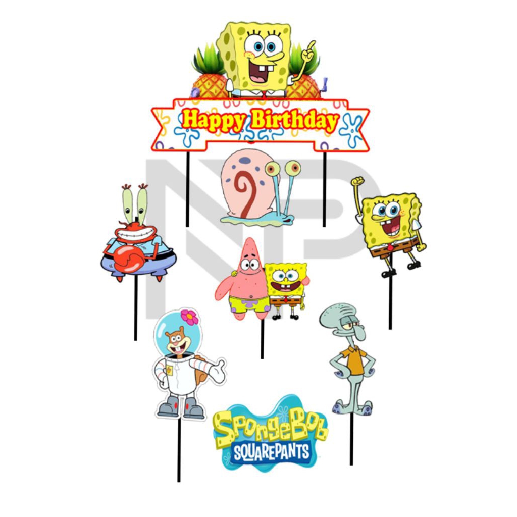 

Topper kue/hiasan kue ulang tahun//karakter spongebob