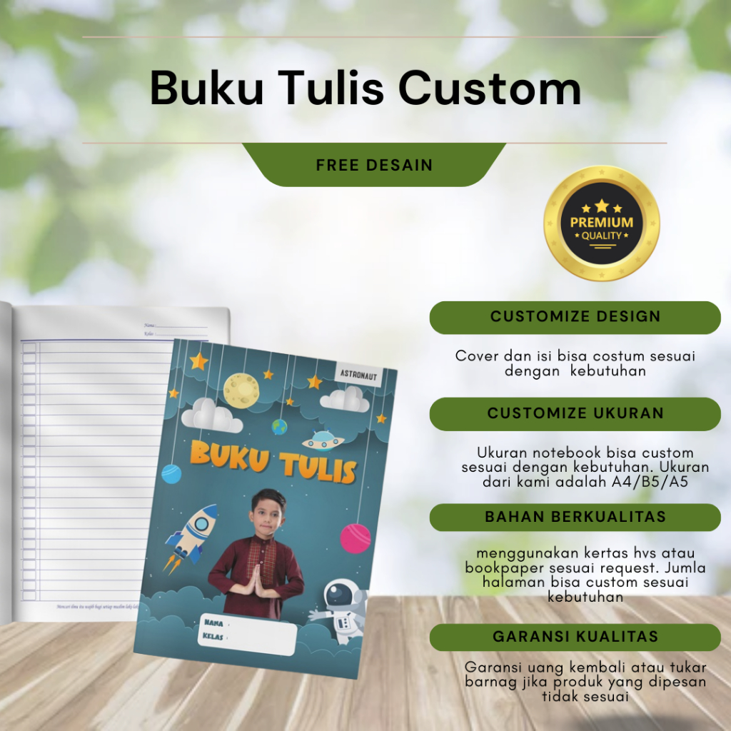 

Buku Tulis Murah | Ukuran A5/B5/A4 | Bisa Custom Cover dan Isi