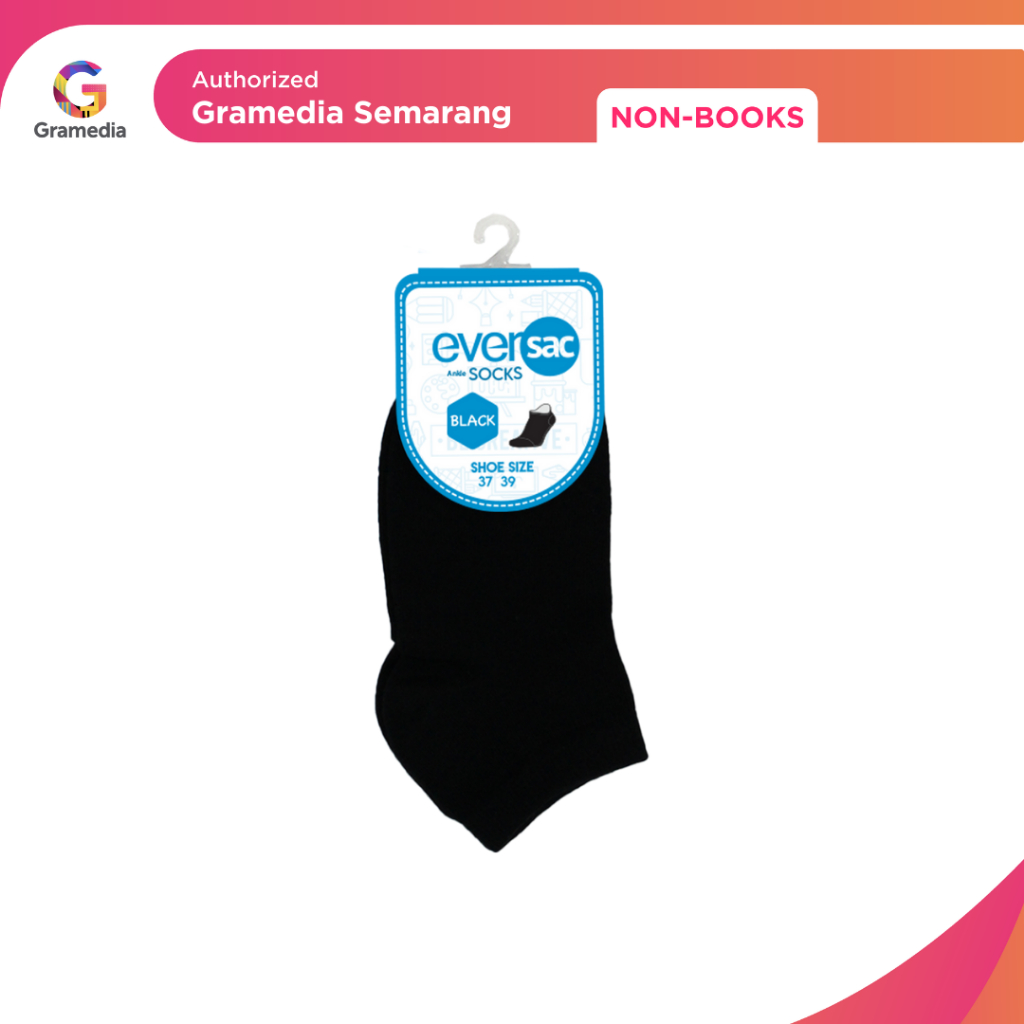 Gramedia -  Eversac School Socks Ankle 37-39 Black (Eversac)