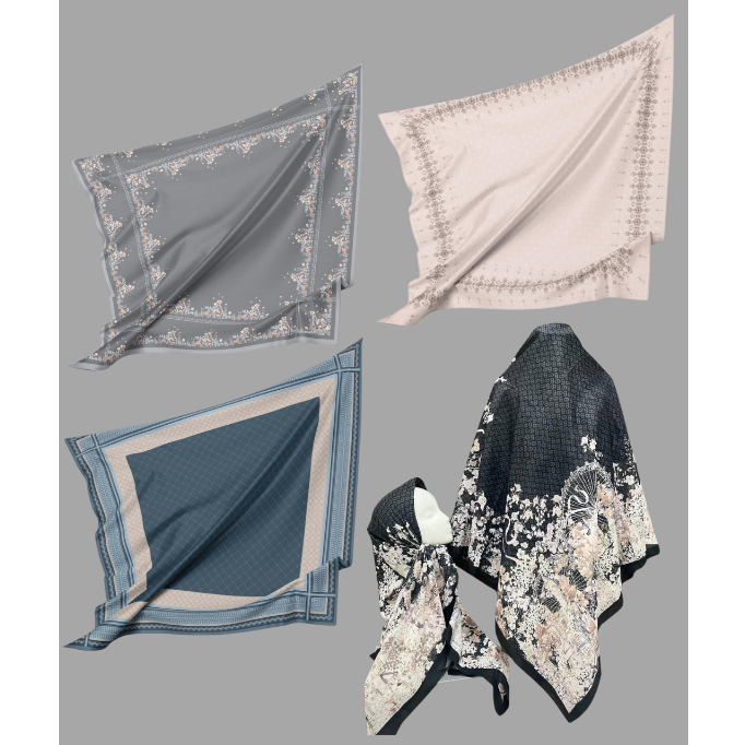 ZV Scarf Hijab Motif Segi Empat Jumbo Laser Cut 140 cm × 140 cm