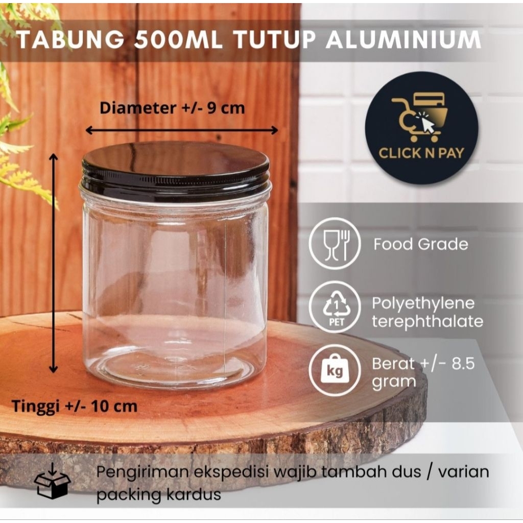 ISI 22 PCS TOPLES TABUNG 500ml - 600ml TUTUP ALUMINIUM / Toples Kue Kering 500ml - 600ml/ TOPLES KER
