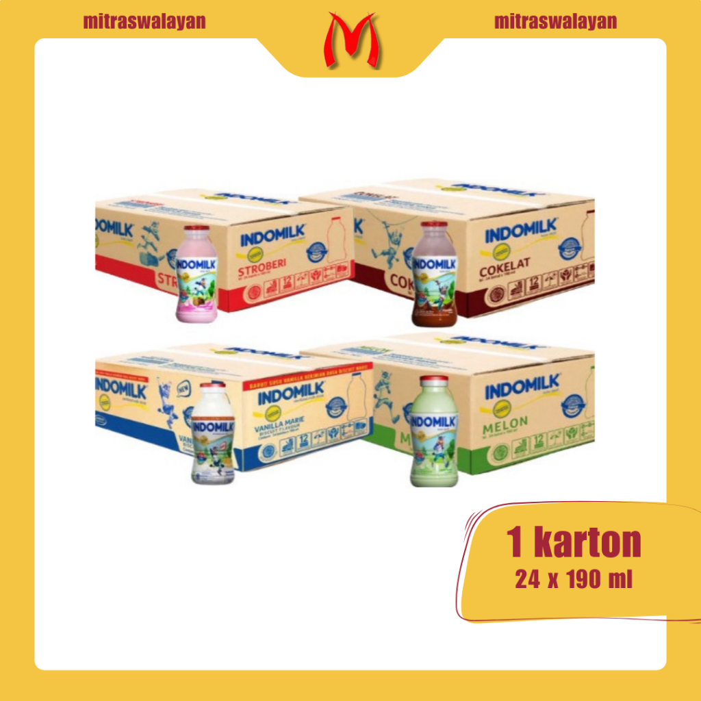 

INDOMILK Susu UHT Kemasan Botol 190 ml 1 Karton isi 24 pcs
