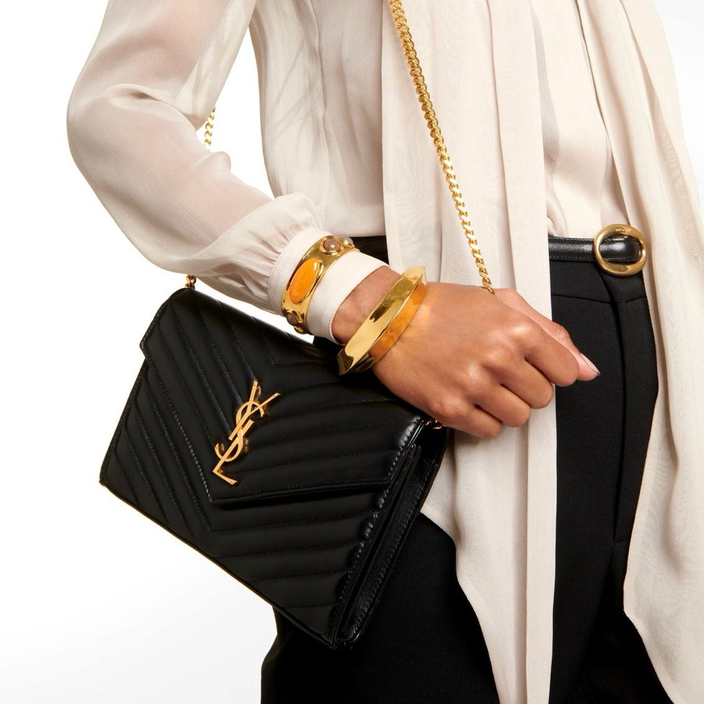 SAINT LAURENT YSL Cassandre Matelasse Monogramme Wallet on Chain WOC 22cm 22.5cm in Smooth Lambskin