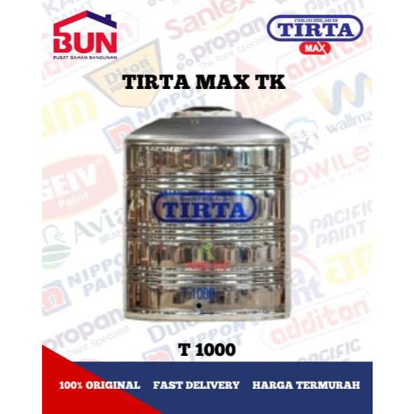 Tangki Air Tandon Toren Stainless Tirta Tanpa Kaki 910 Liter - T 1000TK Max