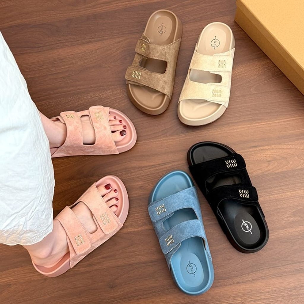 NF1008 - Sandal Wedges Fashion Wanita Kekinian Sandal Wedges Korea Style Premium Wanita Fashion Terb