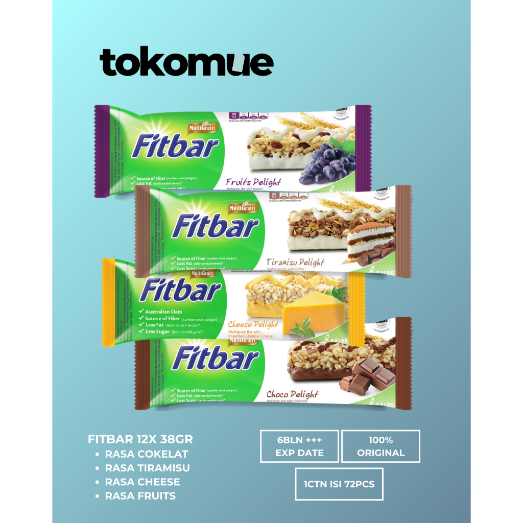 

Fitbar Single 12x 38Gr Tiramisu/ Cokelat/ Cheese/ Fruits
