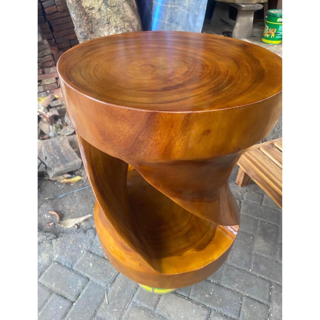 Kursi Stool slendang solid kayu utuh trambesi