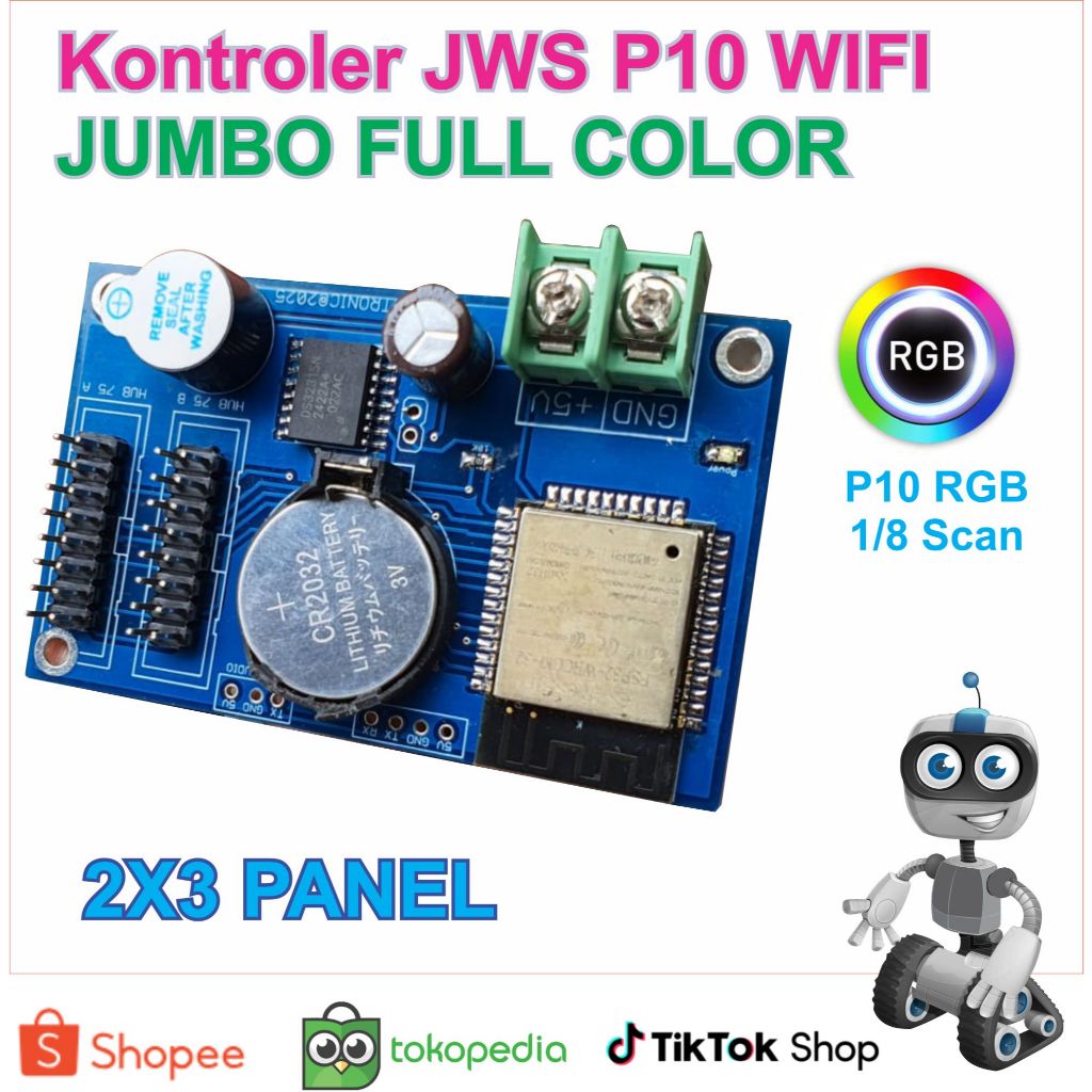 Kontroller JWS P10 RGB Khalifah (Jam Sholat) Controller JWS Wifi RGB JUMBO