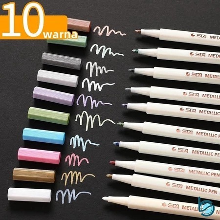 

Spidol Metalic Warna Cerah/Metalic Marker Pen Colouring soft tip - Best Stationary