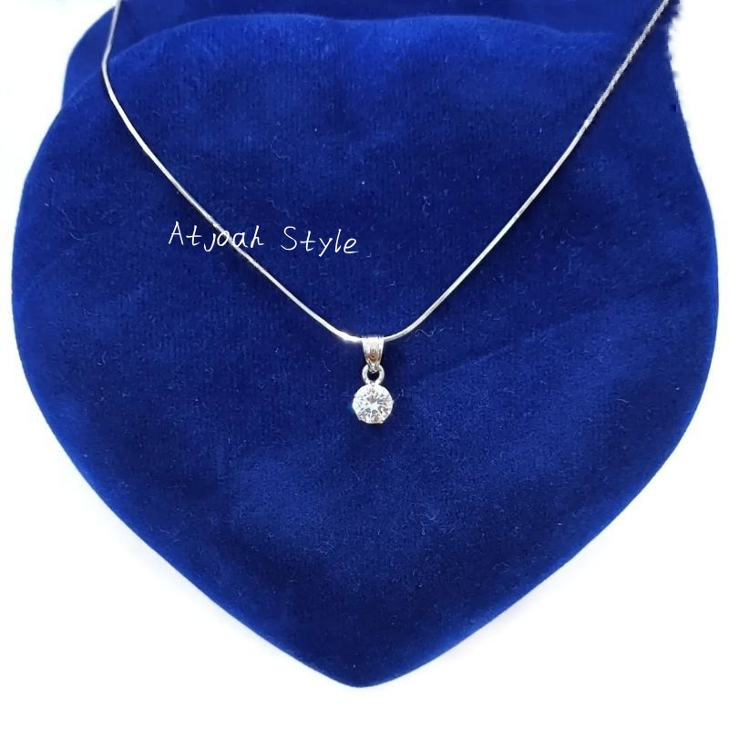 Kalung Titanium Wanita Asli Silver 925 Lapis Emas Putih Asli Cassandra Dengan Liontin Desi - Perhias