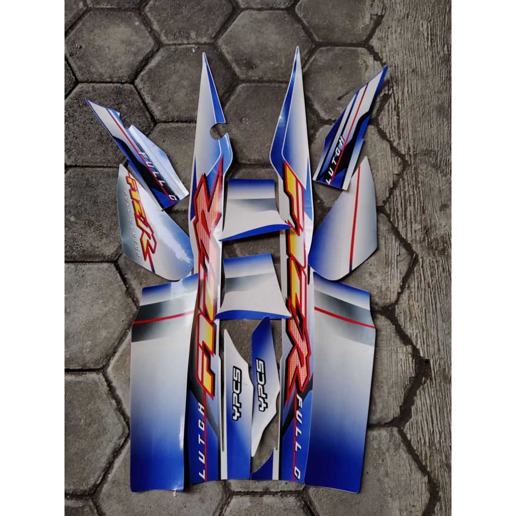 Striping fiz r biru putih 2003 stiker fiz r stiker motor Yamaha fiz r