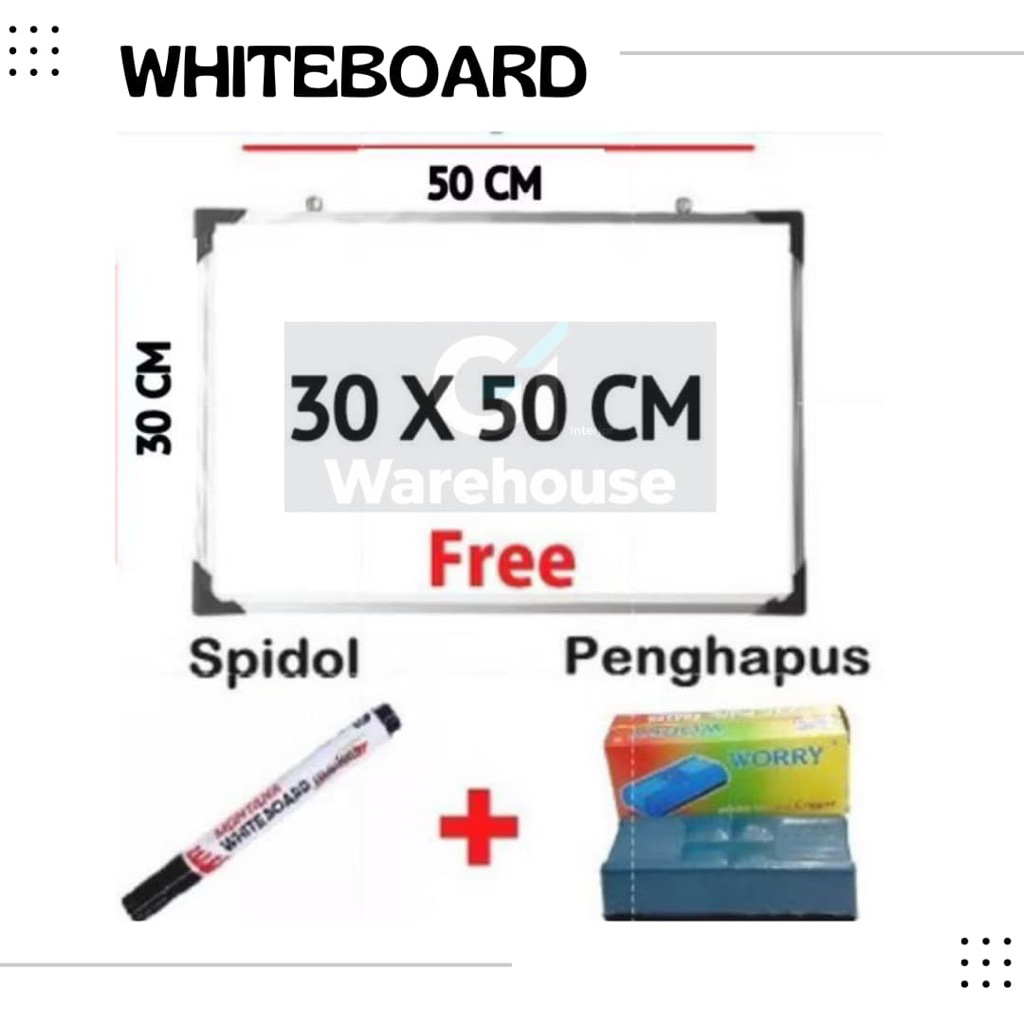 

whiteboard / papan tulis bolak balik / uk 30x50cm free penghapus free spidol free ongkir