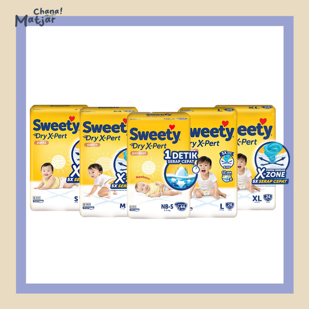 Sweety Dry X-Pert Bronze Popok Bayi Ukuran NB-S44 | S38 | M32 | L28 | XL24 Popok Celana & Perekat