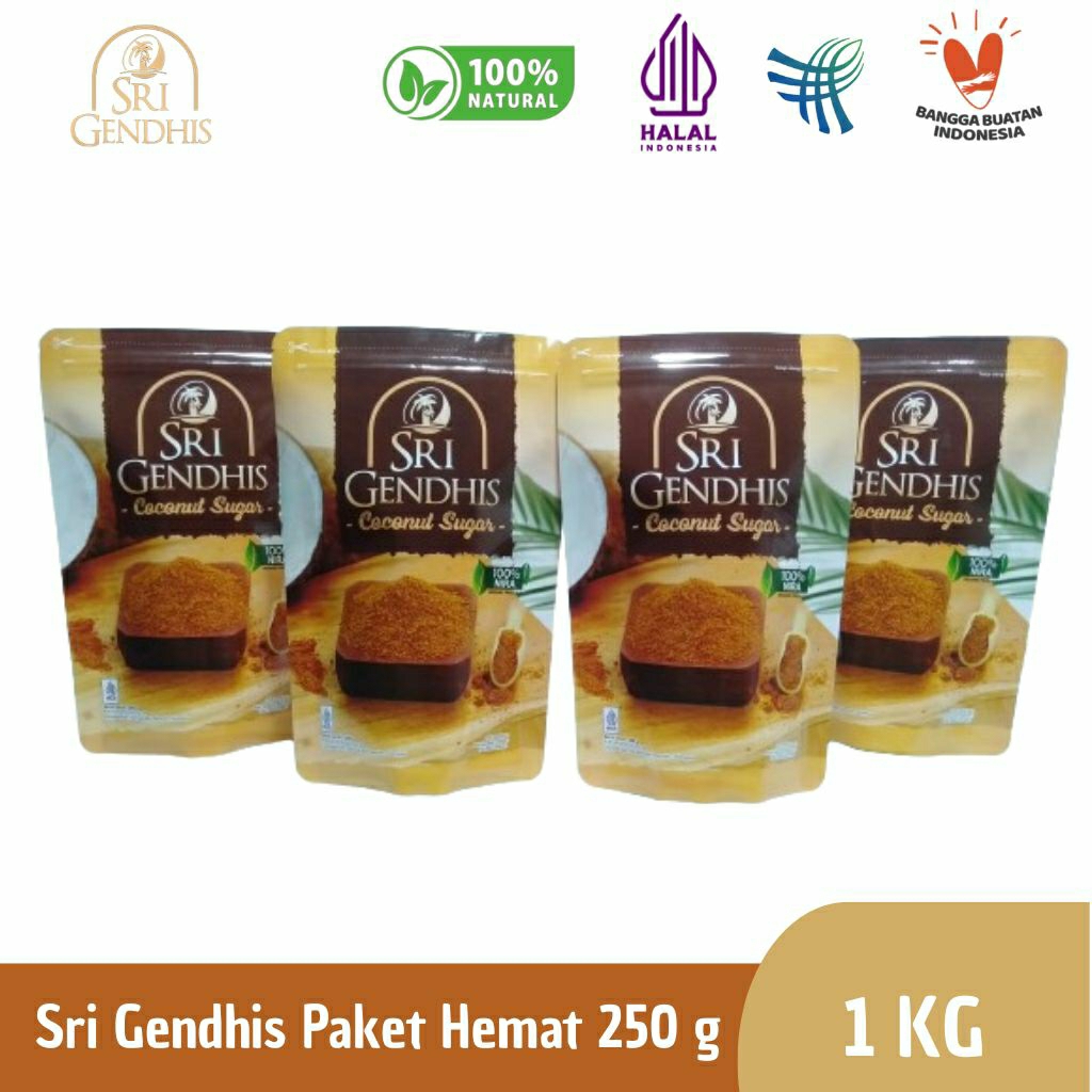 

Gula Semut Kelapa Murni Organik / Coconut Sugar Sri Gendhis Paket Hemat 250 gram 1Kilogram