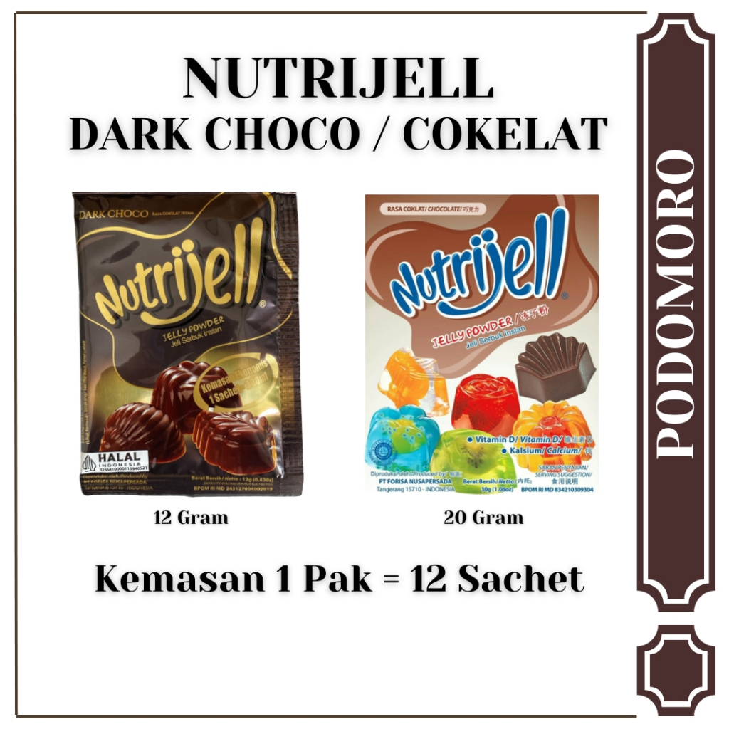 

Nutrijell Dark Choco dan Cokelat - 1 Pack isi 12 Sachet - Kemasan Ekonomis