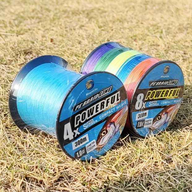 Bingolife Senar Kepang Biru Warna-warni Senar Pancing PE 300m Senar Pancing Halus Tarikan Kuat dan K