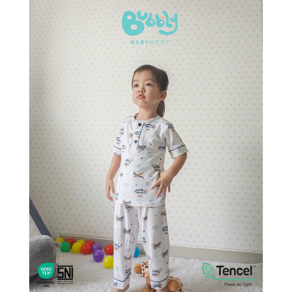 Baju Piyama Anak Tencel - Pajamas Tencel Anak Bubbly - Baju Anak Piyama Tencel - Baju Tidur Piyama  