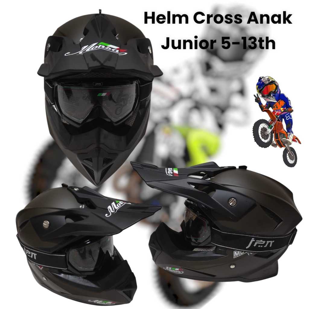 Helm cross anak helm trail kids plus google helm berkendara