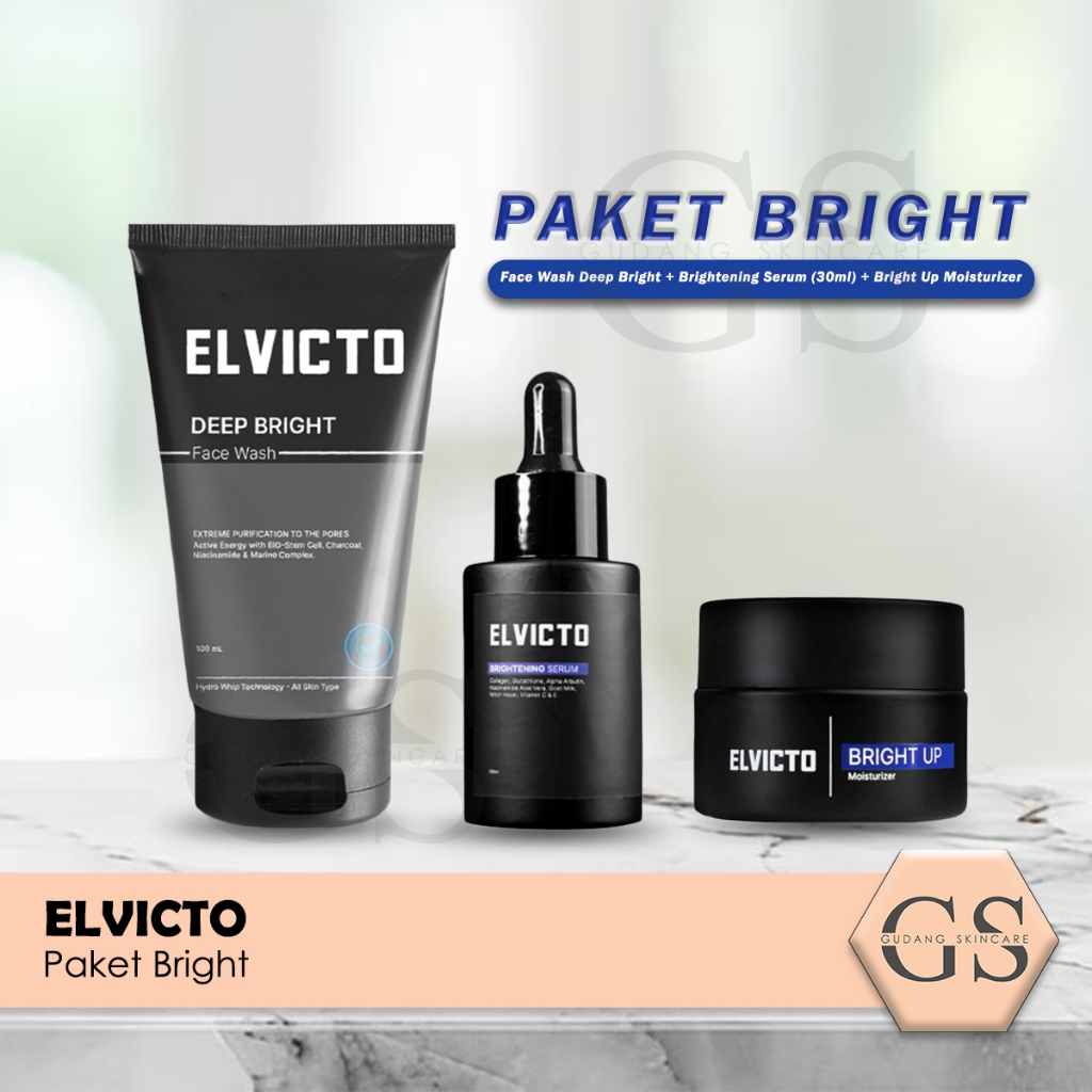 Elvicto Paket Basic Mencerahkan Wajah Skincare Pria Jerawat Komedo Paket Wajah Cowok