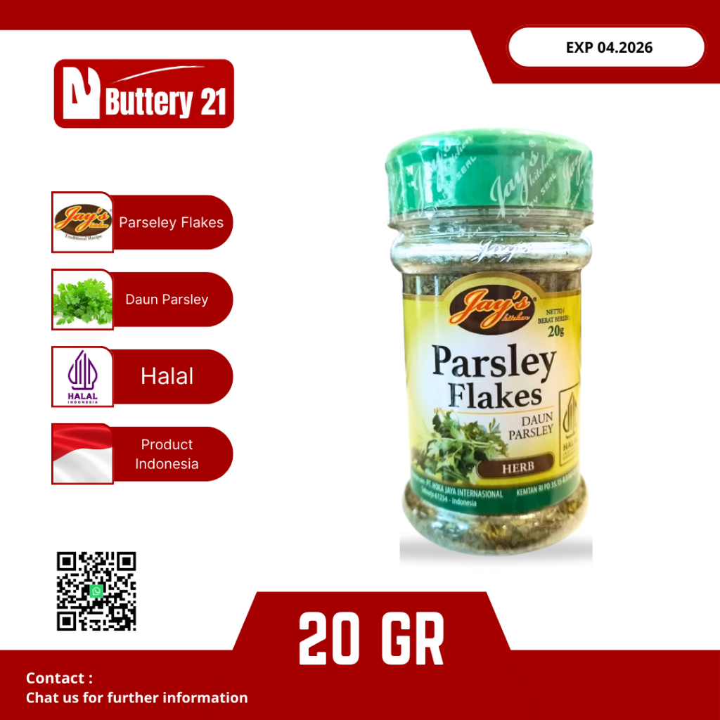 

JAYS KITCHEN PARSLEY FLAKES 20 GR/DAUN PARSLEY/BUMBU JAYS/BUMBU DAPUR