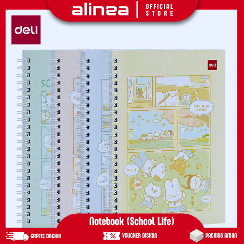 

[GROSIR 1/3/6/12 PCS] Notebook lucu aesthetic warna pastel spiral notebook Deli LA560