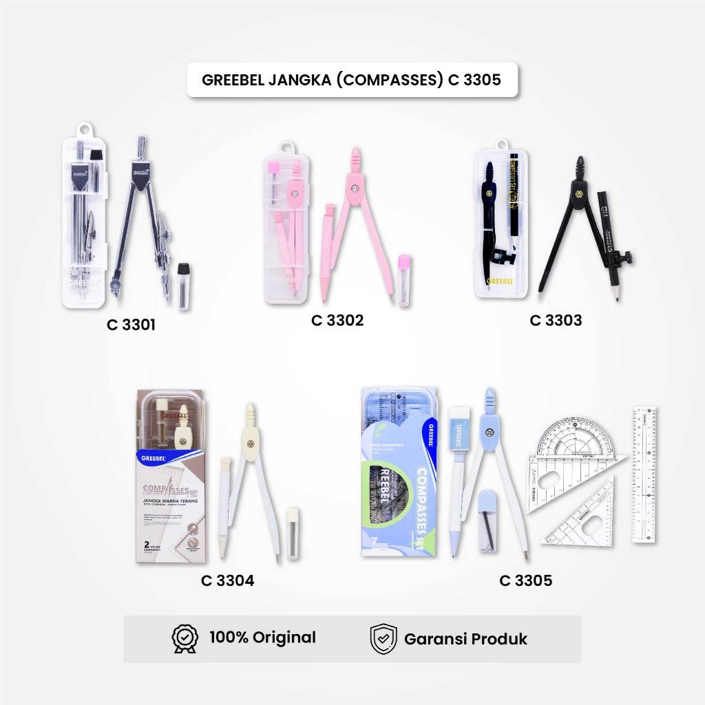 

Jangka Set Greebel / Jangka Besi Warna Plus isi Pensil / Math Set