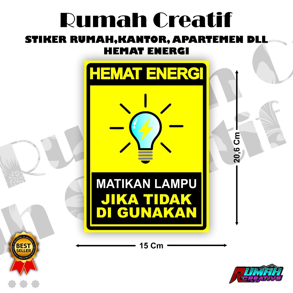 

STICKER HEMAT ENERGI/STICKER MATIKAN LAMPU 15CMX20CM/STICKER GLOSSY TAHAN PANAS AIR