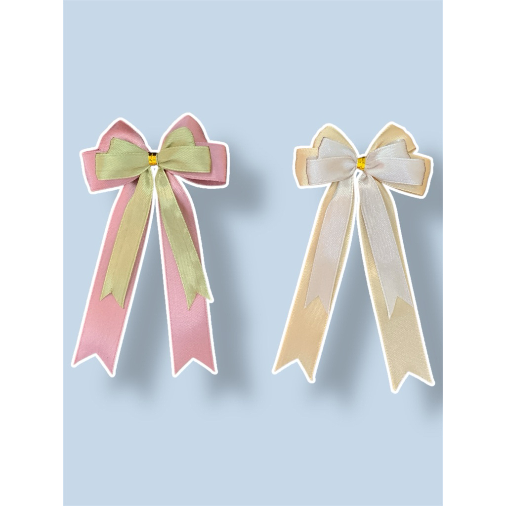 

pita satin tumpuk 2 warna siap pakai | pita jadi | pita hampers/kado/bingkisan | pita murah | pita bagus