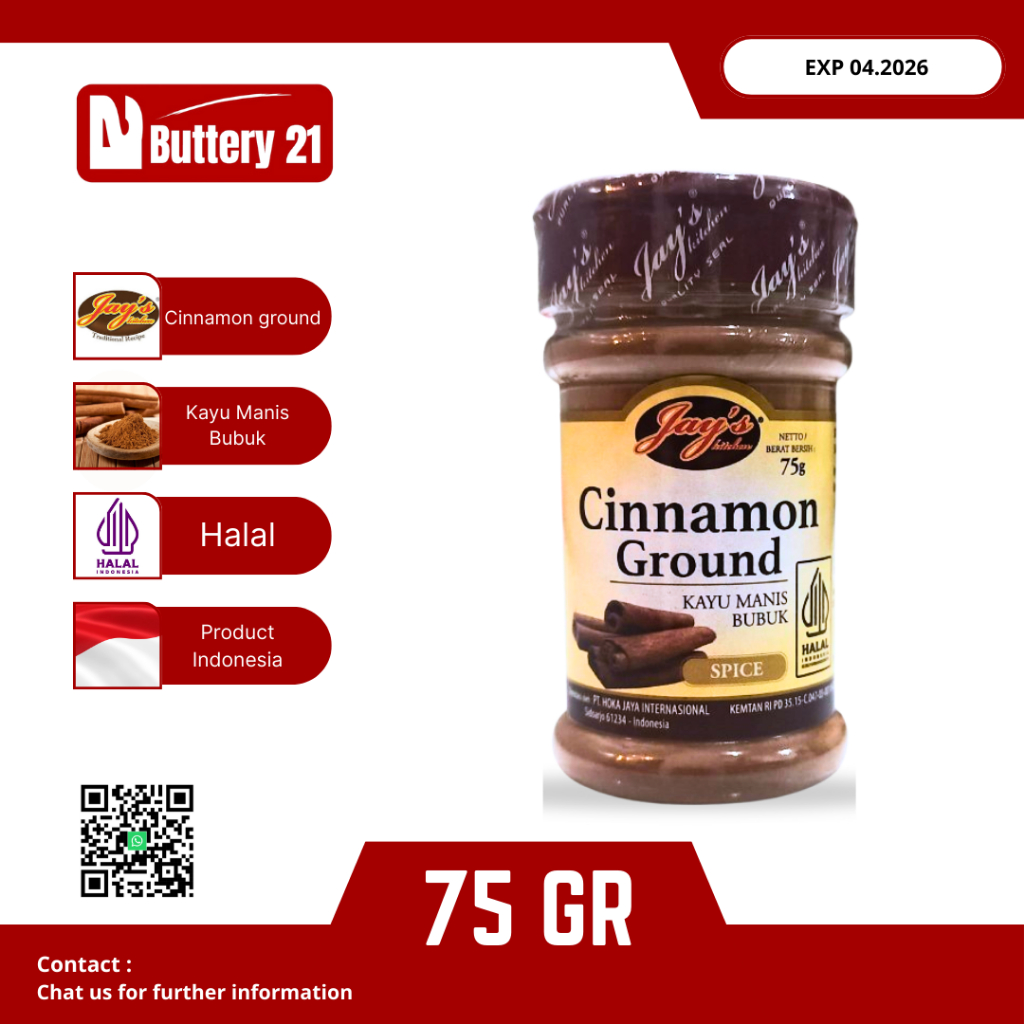 

JAYS CINNAMON GROUND 75 GR/KAYU MANIS BUBUK/SPICE/BUMBU KAYU MANIS