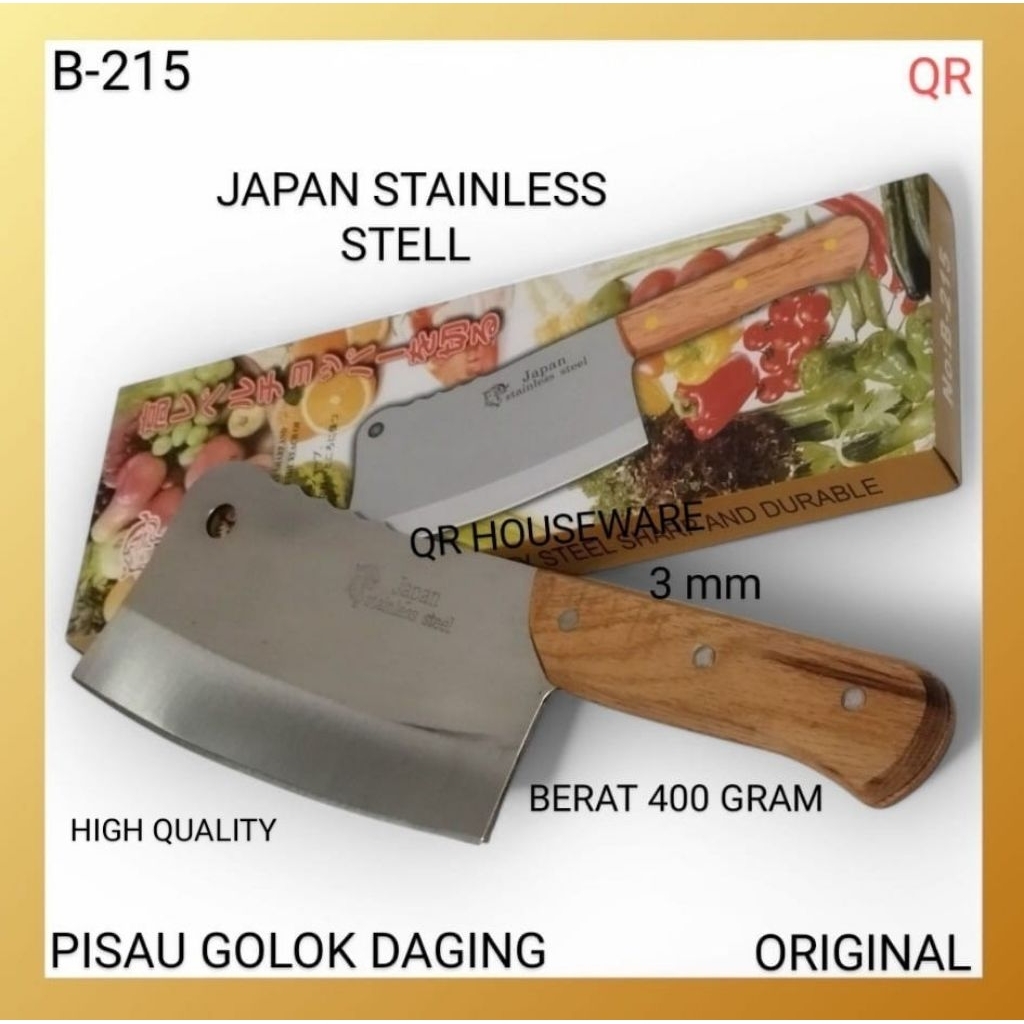 Pisau Golok Dapur Stainless Steel Japan - Tebal, Tajam & Kuat