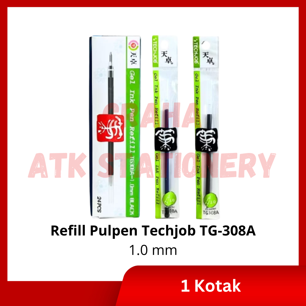 

[1 Kotak] Refill Tinta Pulpen 1.0 Techjob TG-308A / Isi Ulang Tinta Pulpen / Refill Gel Ink Pen Gel 1.0 Techjob TG-308A