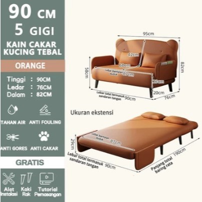 ( GARANSI 12 BULAN ) LIPAT SOFA 2 SEATE SOFA SOFA RUANG TAMU SOFA SELONJOR PANJANG 190CMSOFA BED MIN