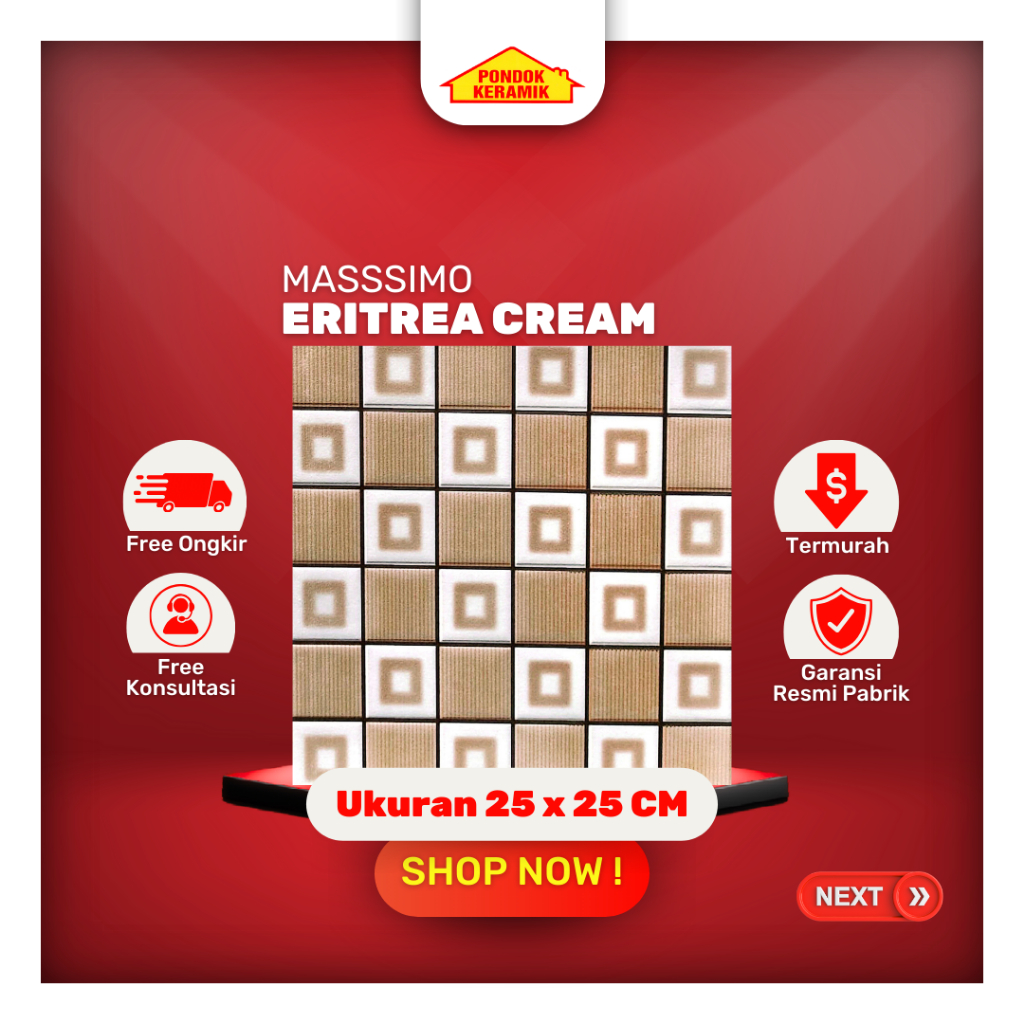 Keramik Lantai 25x25 Eritrea Cream Anti Slip Keramik Kamar Mandi / Keramik Garasi